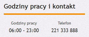 Zaplo godziny pracy i kontakt